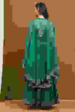 Green Silk Chanderi Festive Flared Lehenga Set image number 5