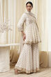 Ivory Georgette Embroidered Peplum Suit Set image number 4