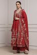 Red Cotton Anarkali Printed Suit Set image number 3