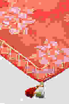 Coral Cotton Blend Printed Scarf image number 1