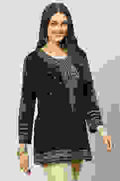 Black Poly Metallic Straight Printed Kurti image number 3