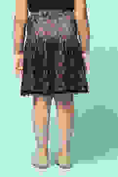 Black Viscose Printed Short Skirt image number 4