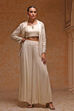 Ivory Poly Georgette Embroidered Fusion Set
