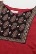 Red Flex Machine Embroidered Unstitched Suit Set image number 2