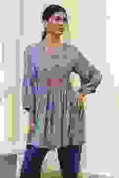 Dull Blue Printed Short Kurta image number 4