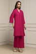 Red Viscose Blend Straight Kurta Set image number 4