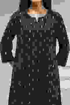 Indigo Blue Cotton Ikat Straight Kurta image number 1