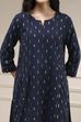 Indigo Blue Cotton Ikat Straight Kurta image number 1