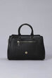 Black PU Solid Structured Handheld Bag image number 1