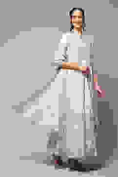 Ivory Cotton Anarkali Kurta Sharara Suit Set image number 6