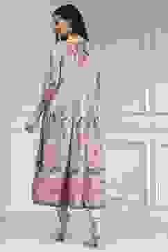 Sage Green Cotton Printed Anarkali Suit Set image number 4