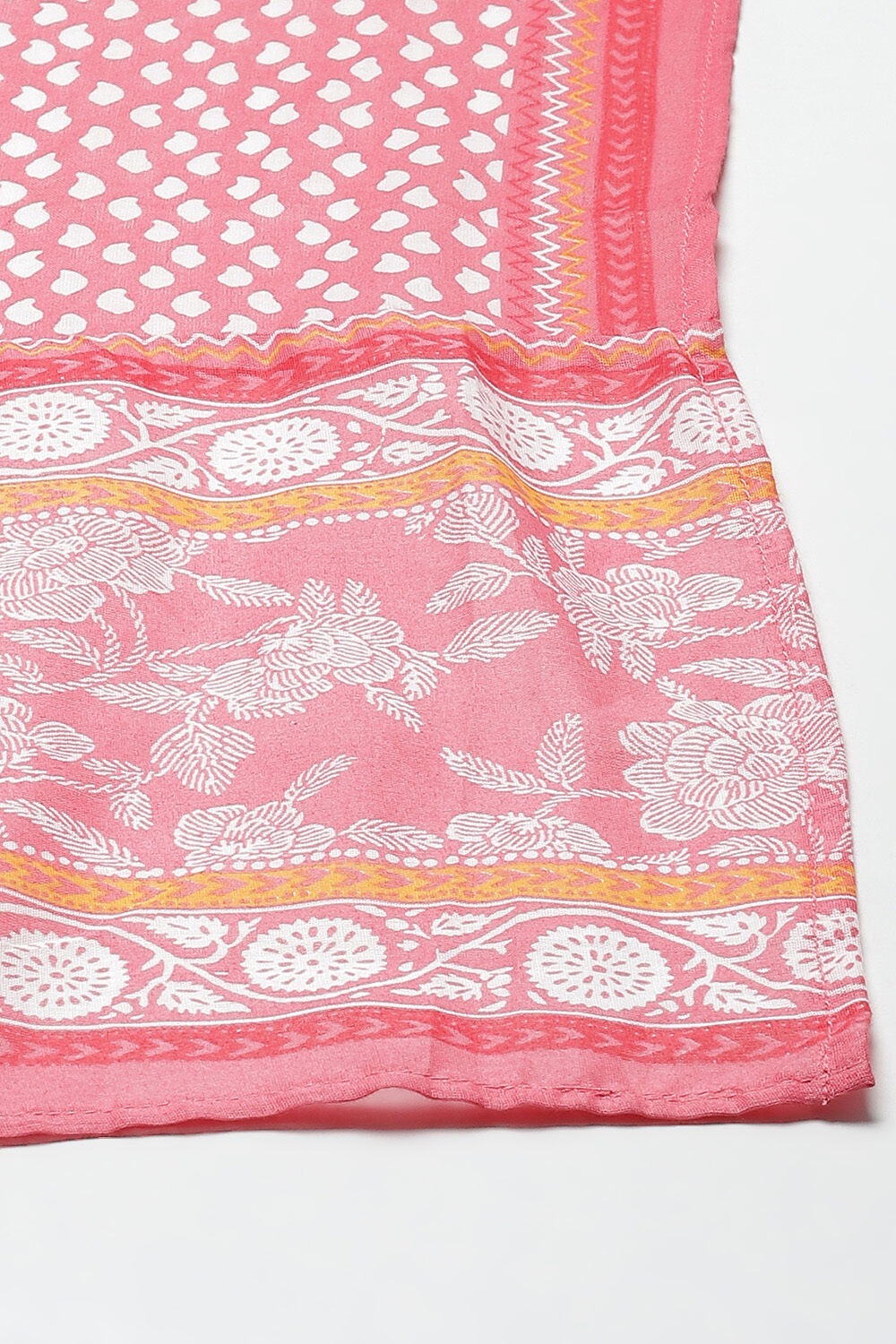 White & Pink Cotton Anarkali Kurta Churidar Suit Set image number 3