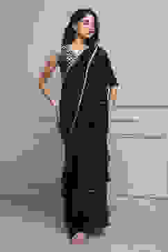 Black Art Silk Pre-draped Saree image number 6