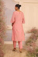 Pink Silk Embroidered Straight Suit Set image number 3