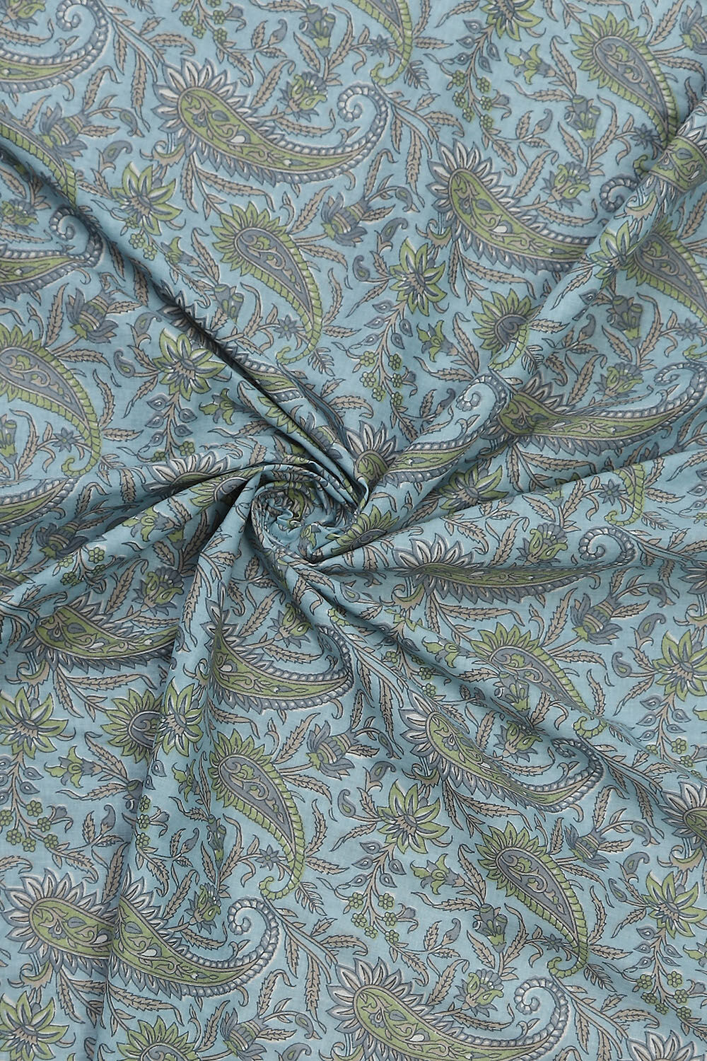 Grey Cotton Printed Unstitched Kurta Set image number 2