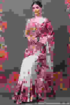 Rohit Bal Off White Cotton Silk Printed Saree image number 5