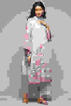 Steel Blue Rayon Straight Kurta Palazzo Suit Set image number 6