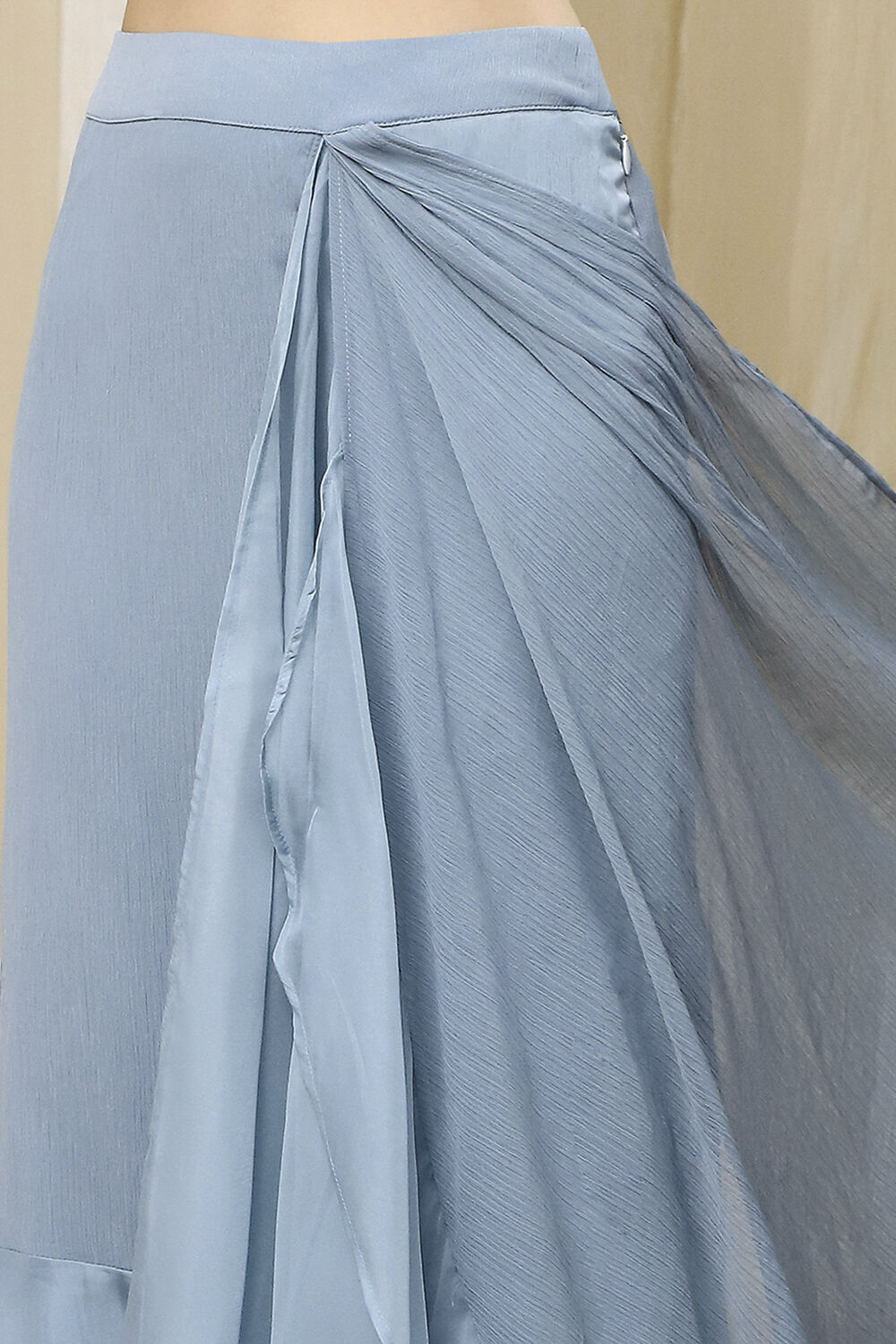 Ice Blue Peplum Pre-Draped Saree image number 2
