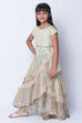 Beige Art Silk Flared Gown image number 3