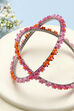 Pink & Orange Metal And Beads Bangles image number 1