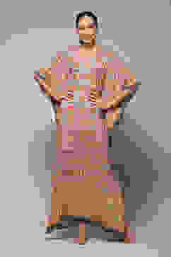 Beige Rayon Printed Kaftan image number 0