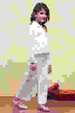 White Cotton Floral Printed Top and Pant Set image number 5