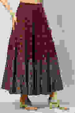 Brown LIVA Flared Skirt image number 3