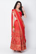 Red Art Silk Lehenga Set image number 0