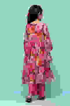 Pink Polyester Gathered Printed 2 Piece Set image number 4