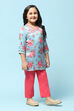 Blue Cotton Viscose Straight Printed 2 Piece Set image number 5