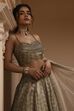 Gold-Toned Georgette Sequinned Lehenga Set image number 7