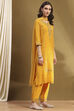 Yellow Embroidered Festive Straight Suit Set image number 5