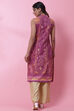 Purple Cotton Straight Printed Kurta image number 4