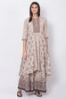 Marine Blue Cotton Blend A-Line Printed Kurta image number 3