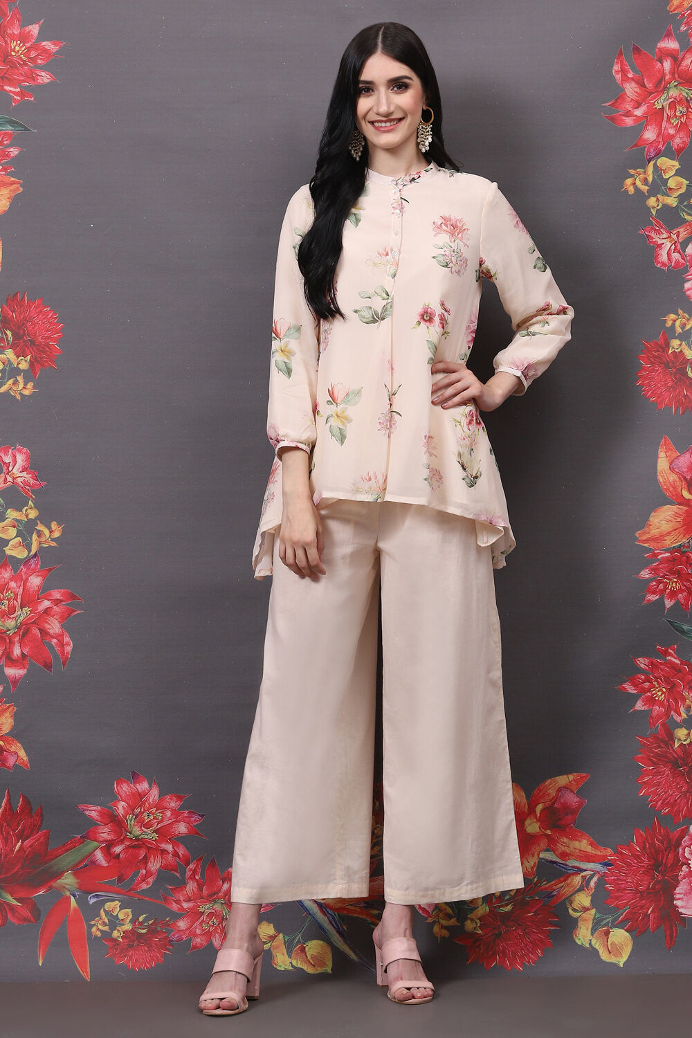 Off White Viscose Co-ord Set image number 5