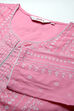 Pink Cotton Straight Printed Kurta image number 1