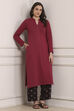 Berry Cotton Straight Kurta Pants Set