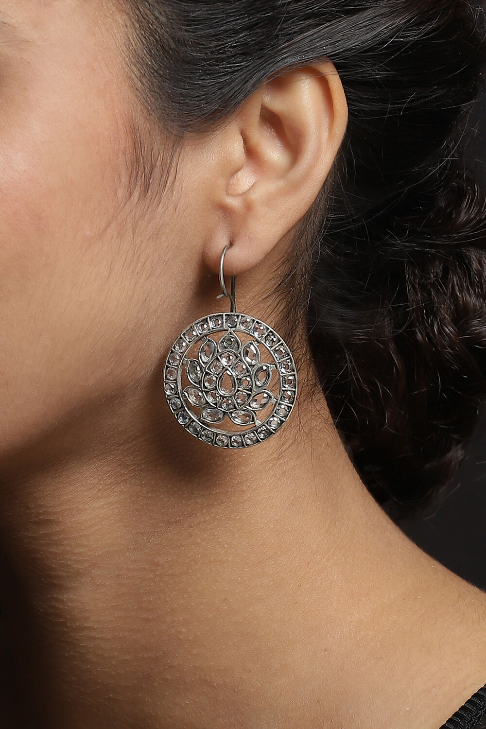 White Oxidised Earrings image number 3