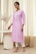 Light Pink Cotton Straight Kurta image number 2