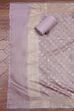 Dusty Mauve Banarasi Chanderi Banarasi Print Unstitched Suit Set image number 3