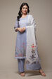 Powder Blue Cotton Straight Kurta Palazzo Suit Set image number 1