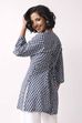 Indigo Cotton Ethnic Motif Print Lace-Up Kurti image number 3