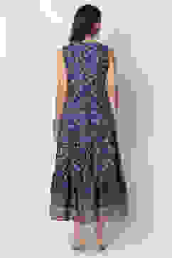 Indigo Flared Cotton Dress image number 4