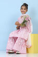 Pink Cotton Printed A-line Suit Set