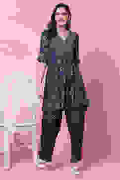 Indigo LIVA Flared Printed Short Kurti image number 5