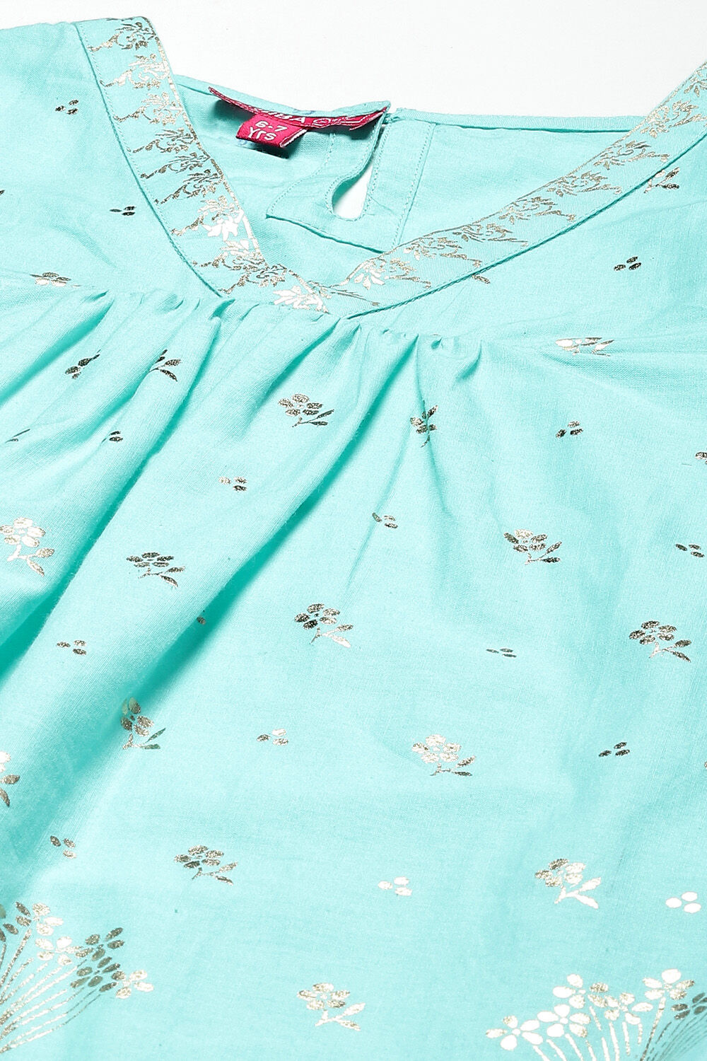 Blue Cotton Straight Printed Kurta Set image number 1