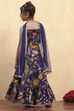 Purple Cotton Printed Tiered Lehenga Set image number 4