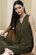Beige Viscose Floral Embroidered Fusion Set image number 0