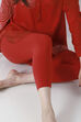 Maroon Cotton Lycra Solid Fitted Cropped Leggings image number 6