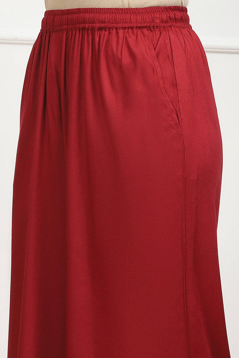 Navy Blue Viscose Solid Straight Palazzos image number 1